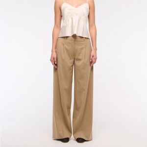 Abercrombie & Fitch Tan Wide Leg Tailored Trouser Pants